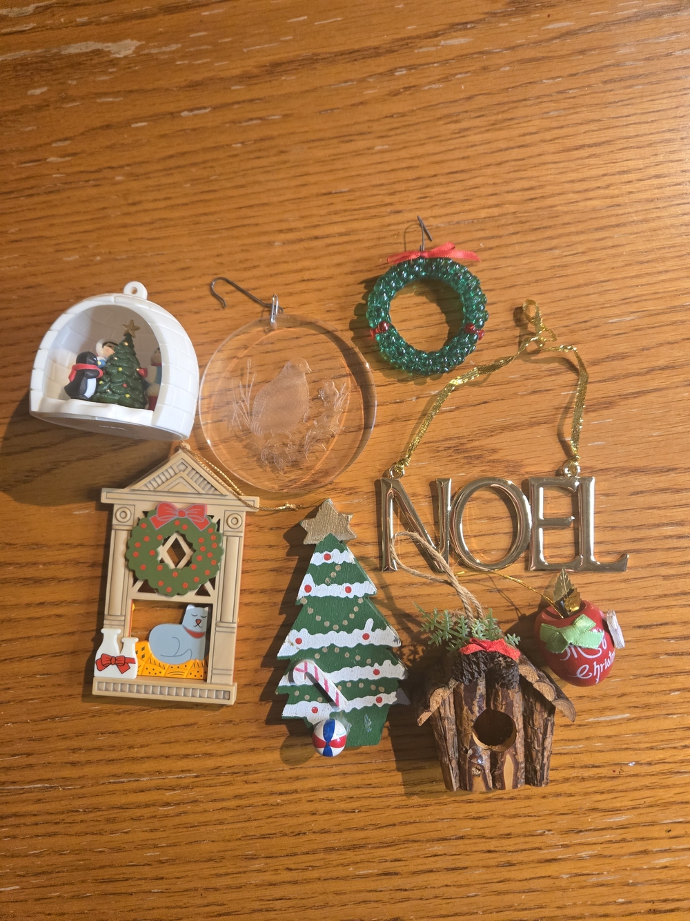 NOEL and Mixed Green Holiday Ornament Set - Assorted Christmas Decorations